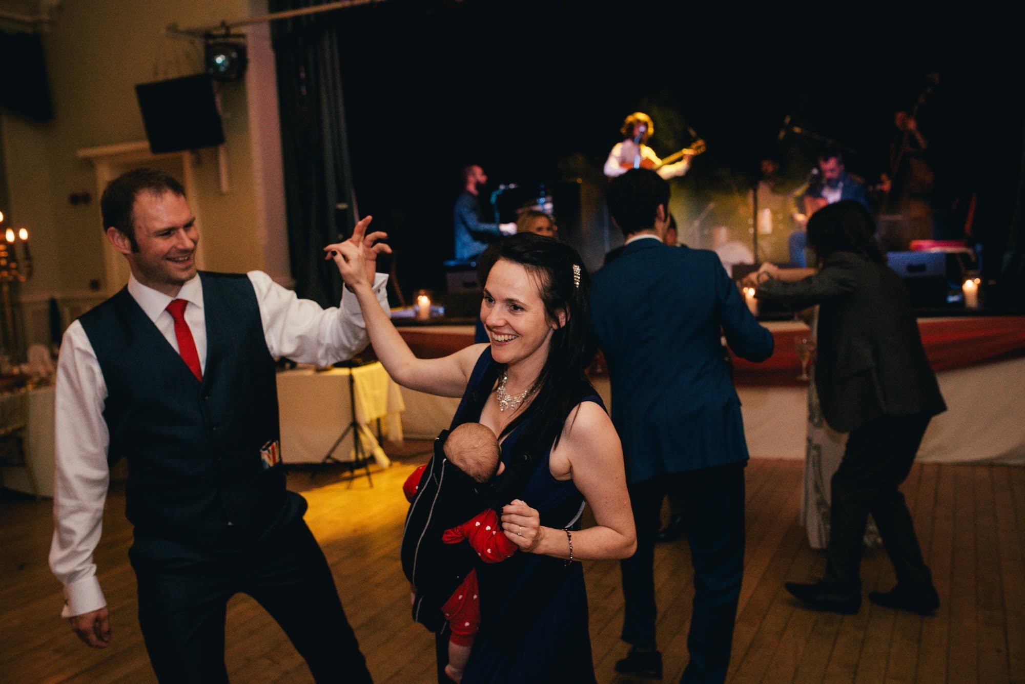dancing family at a wedding