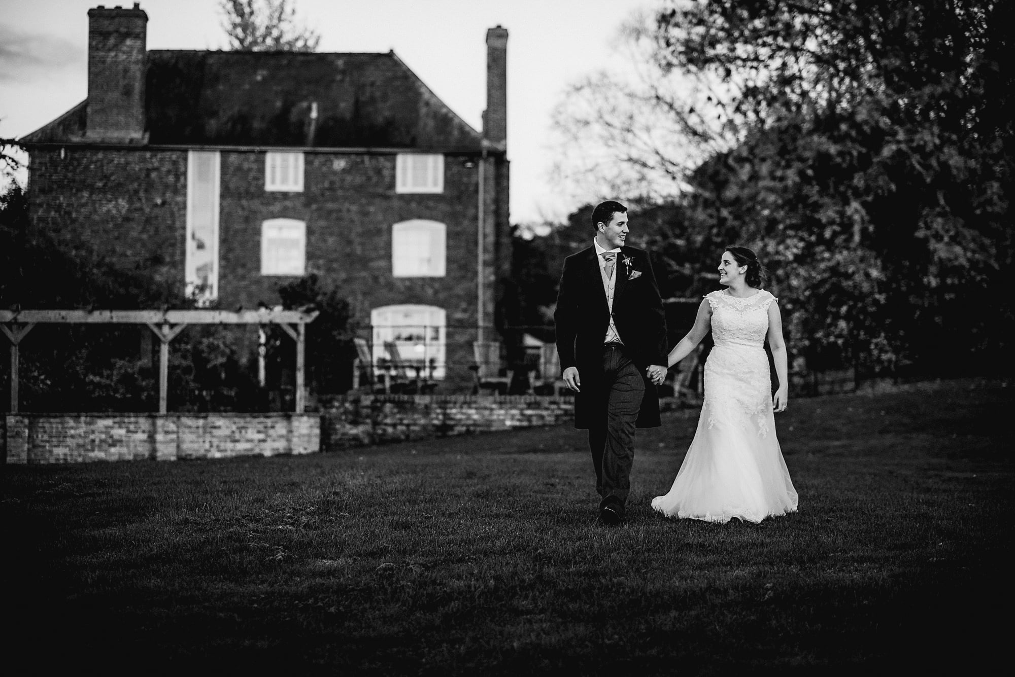 bride and groom at Dewsall Court Herefordshire